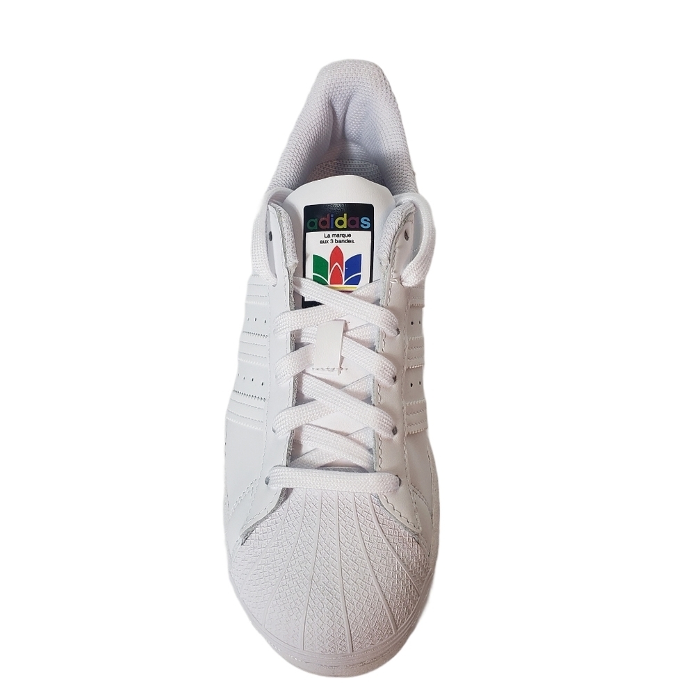 Adidas Superstar Diversity Pride Sneakers Sz 6.5 Shell Top Leather Trefoil Shoes - Picture 3 of 10